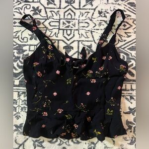 Floral Black Sleeveless Top